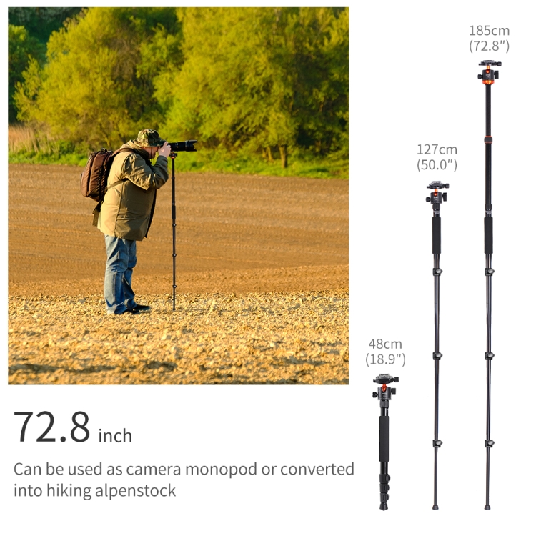 K&F CONCEPT KF09.089V1 Camera Tripods Aluminum Travel Vlog DSLR Tripod Monopod - 2