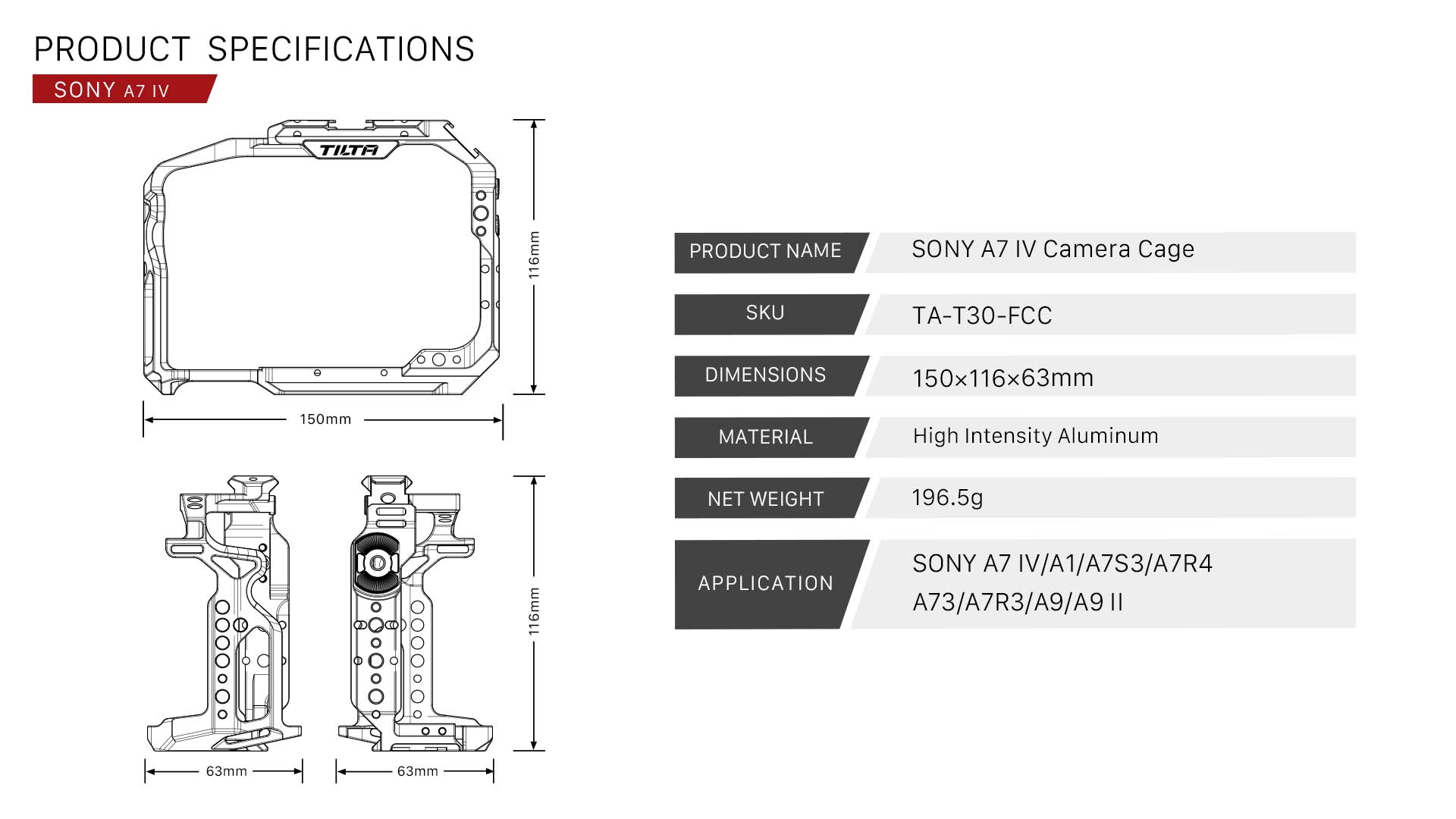 Camera Cage for Sony a7 IV Basic Kit - Black Camera Cage for Sony a7 IV Basic Kit - Black