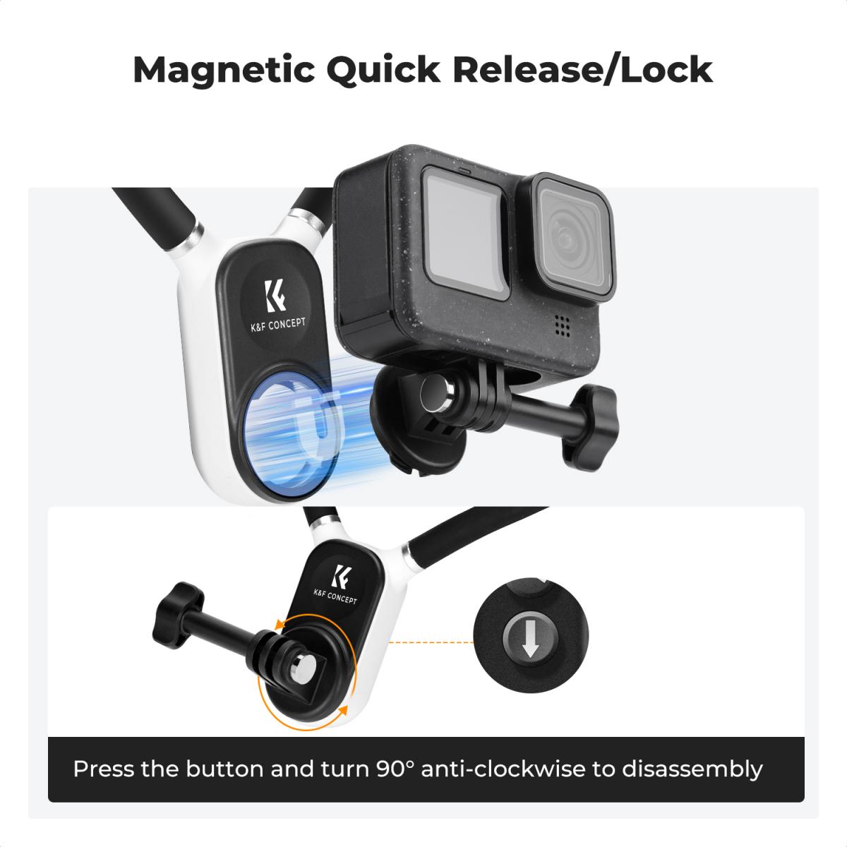 Magnetic POV Neck Mount for GoPro, OSMO Pocket 3, Magnetic Vlog Video Selfie Mount Chest Stand Hand Free Neck Holder